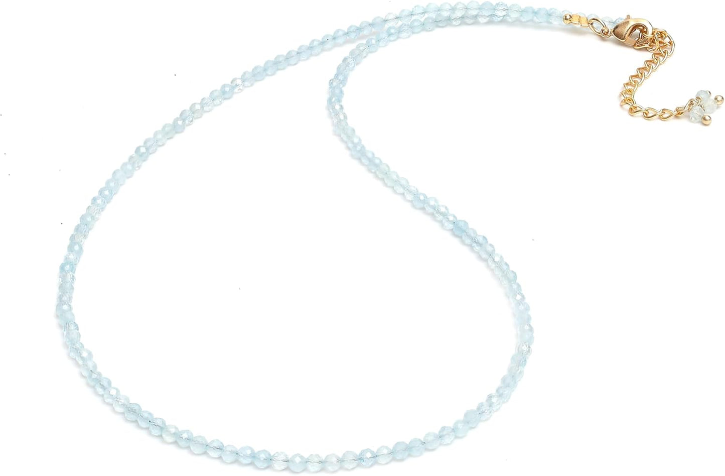 Genuine Aquamarine Beaded Choker Necklace for Everyday Wear