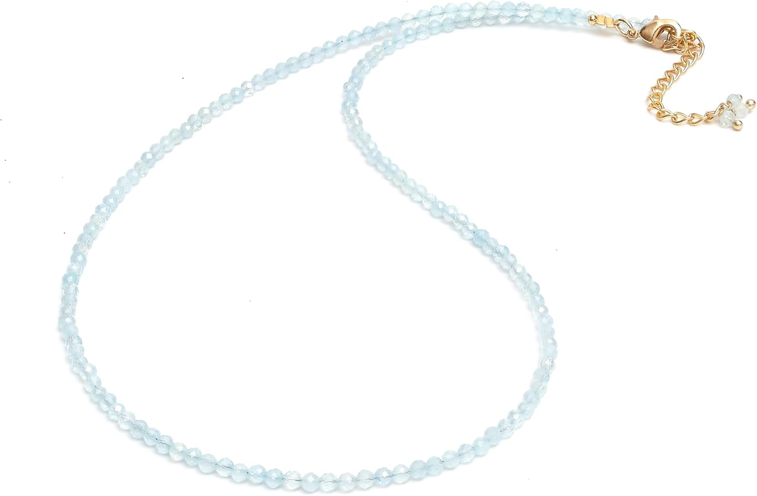 Genuine Aquamarine Beaded Choker Necklace for Everyday Wear