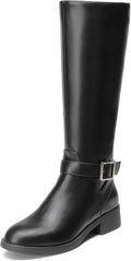 Knee High Riding Boots Comfortable Low Chunky Heel - Classic Style