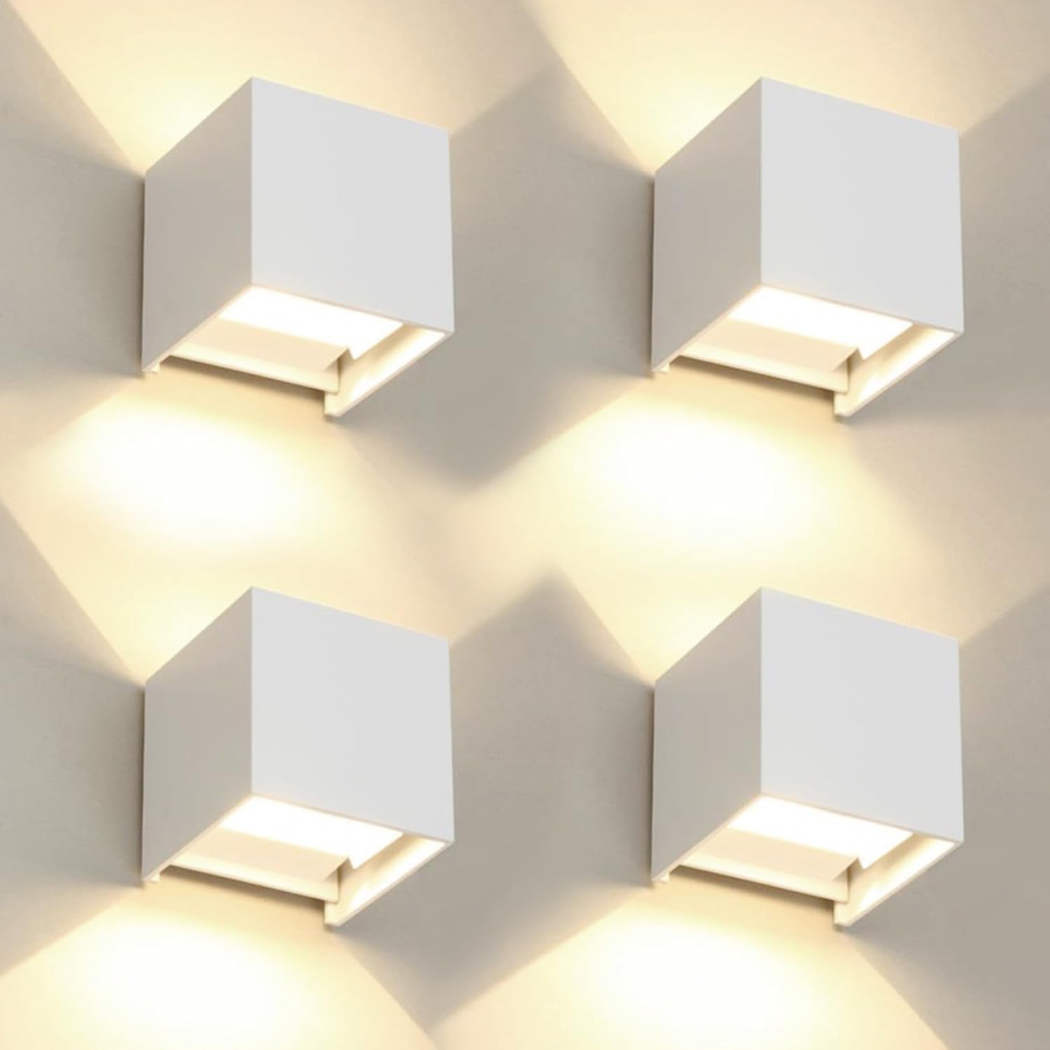 4 Pack LED Outdoor Wall Lights with Adjustable Colors and Design