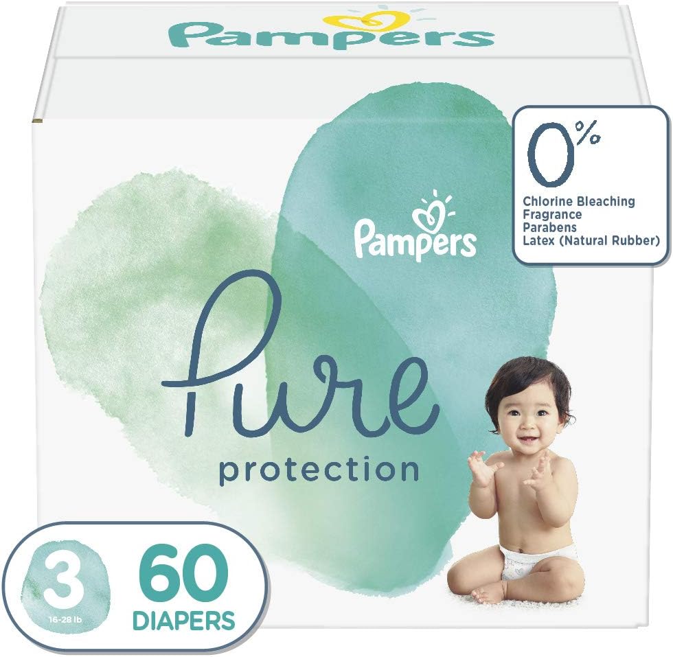 Pampers Pure Protection Size 3 Diapers - 60 Count Super Pack