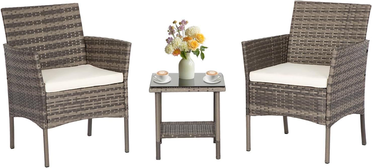 FDW 3 Piece Outdoor Furniture Set for Stylish Patio Relaxation