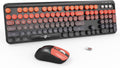 Wireless Keyboard and Mouse Combo with Round Keycaps - Retro