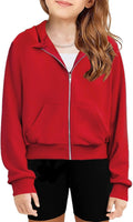 Girls Zip Up Cropped Hoodie for Teens - Casual Lightweight Sweatshirt