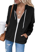 Acelitt Women Casual Long Sleeve Zip Up Hooded Sweatshirts