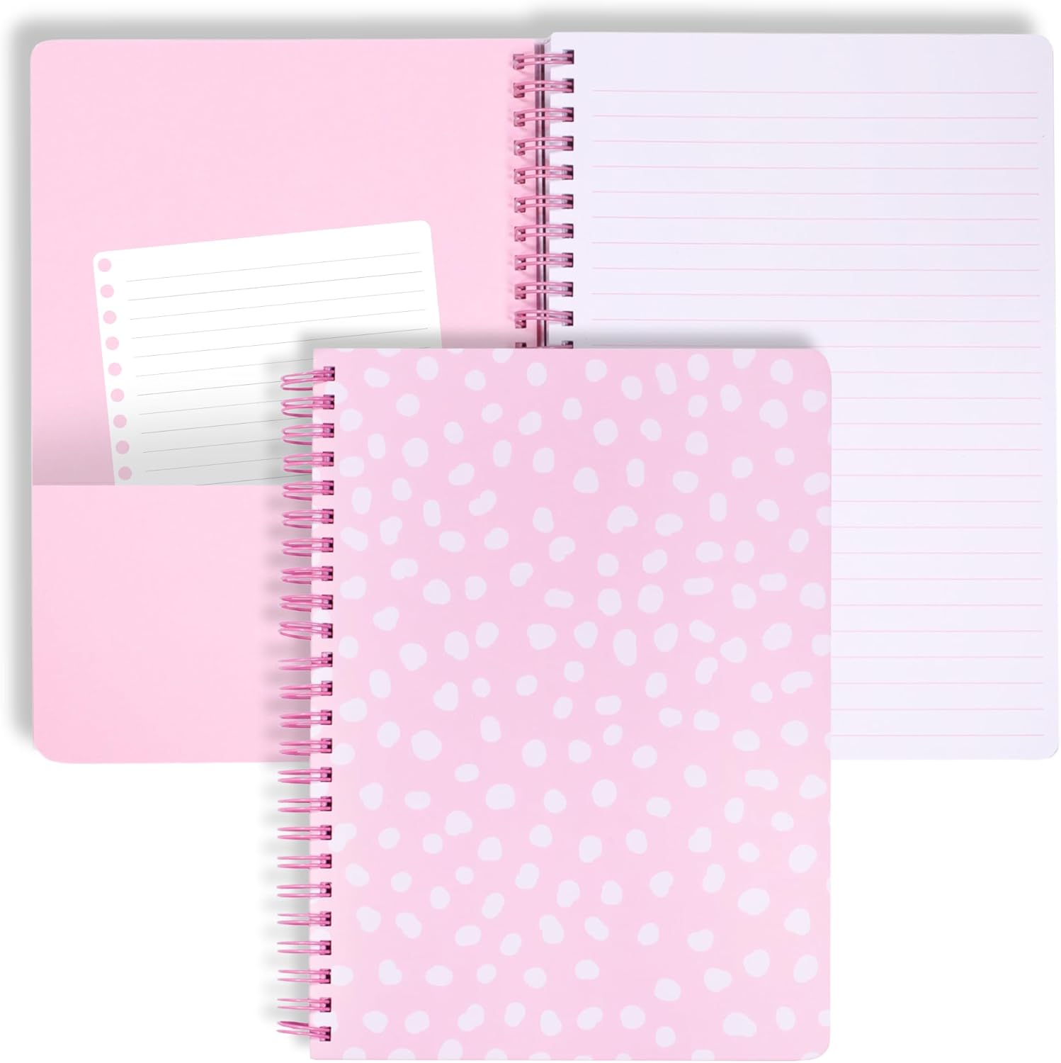 Steel Mill & Co Mini Spiral Notebook: Durable Hardcover, 160 Lined Pages, Pink Dots