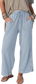 Women's Casual Wide Leg Pants High Waist Drawstring Sweatpants wearing