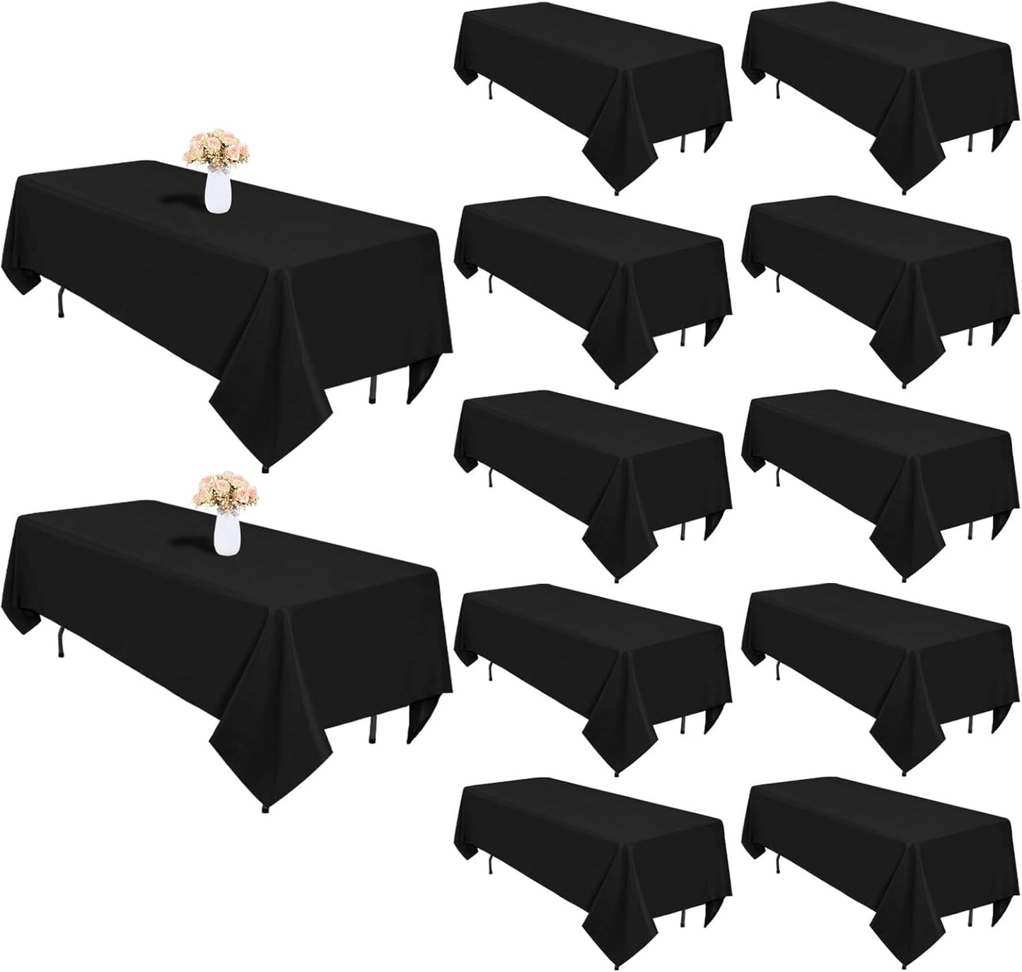 12 Pack Black Tablecloths 60 x 126 Inch for Elegant Events