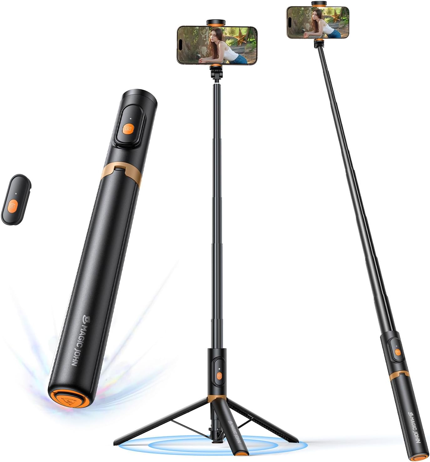 MAGIC JOHN 59in Automatic Pop-up Phone Tripod for Selfies