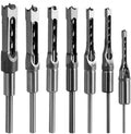 Square Hole Drill Bit Mortising Chisel Set 7pcs - Precise Square Cuts