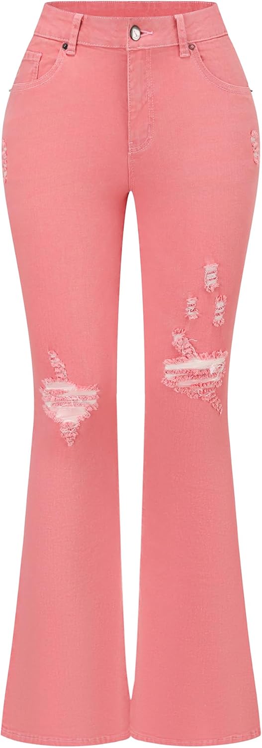 Womens Stretchy Mid Rise Flare Jeans for Trendy Style