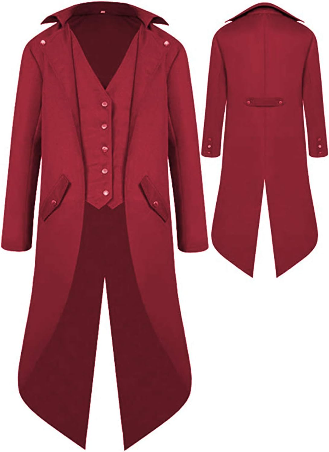 BITSEACOCO Mens Gothic Medieval Tailcoat Jacket for Cosplay