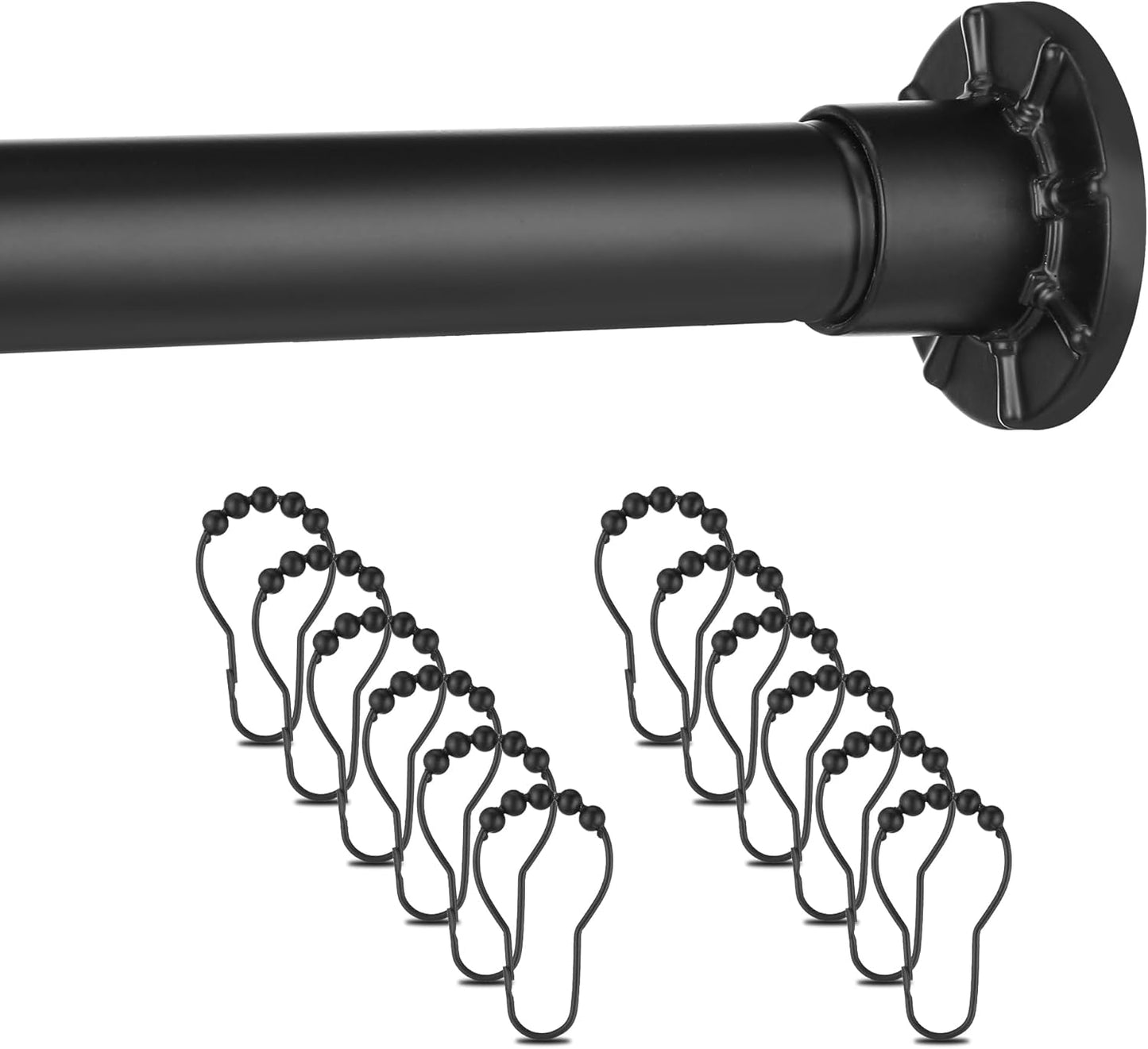 JOYBABY Black Tension Shower Rod Set - Easy Install, Non-Slip Stainless Steel - 32-81