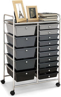 HAPPYGRILL 15-Drawer Rolling Cart - Compact Mobile Storage Solution