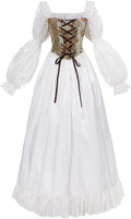 White Renaissance Dress Victorian Fairy Gown - Elegant Costume