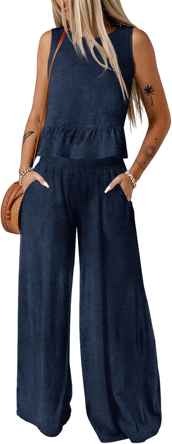 Dokotoo Pants Sets Women Stylish 2 Piece Outfits for Summer