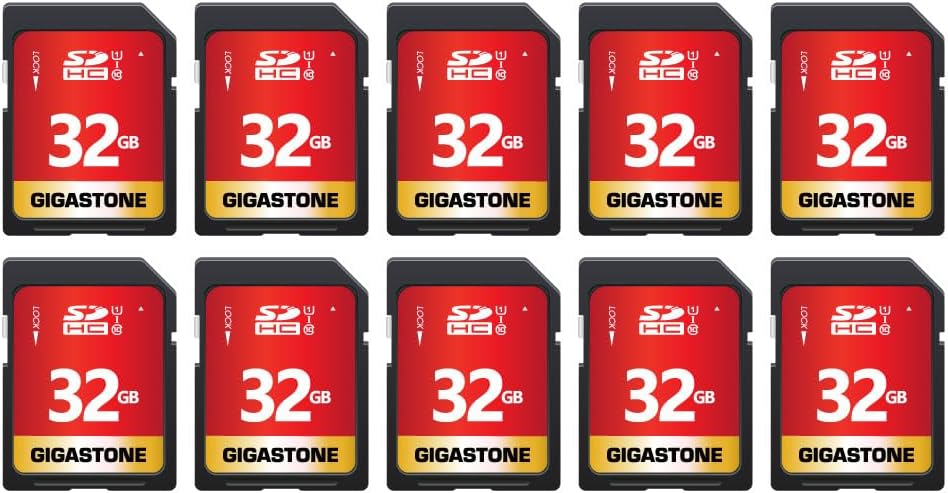 GIGASTONE 32GB SD Card 10-Pack for High-Speed Full HD Video