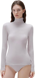 SUUKSESS Women Cashmere Turtleneck Long Sleeve Fitted Top - Soft
