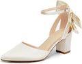 Coutgo Womens Chunky Heels Pointed Toe Pumps - Stable Low Heel Shoes