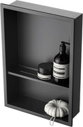 Stainless Steel Shower Niche 18 in x 12 in Matte Black - Two-Tier