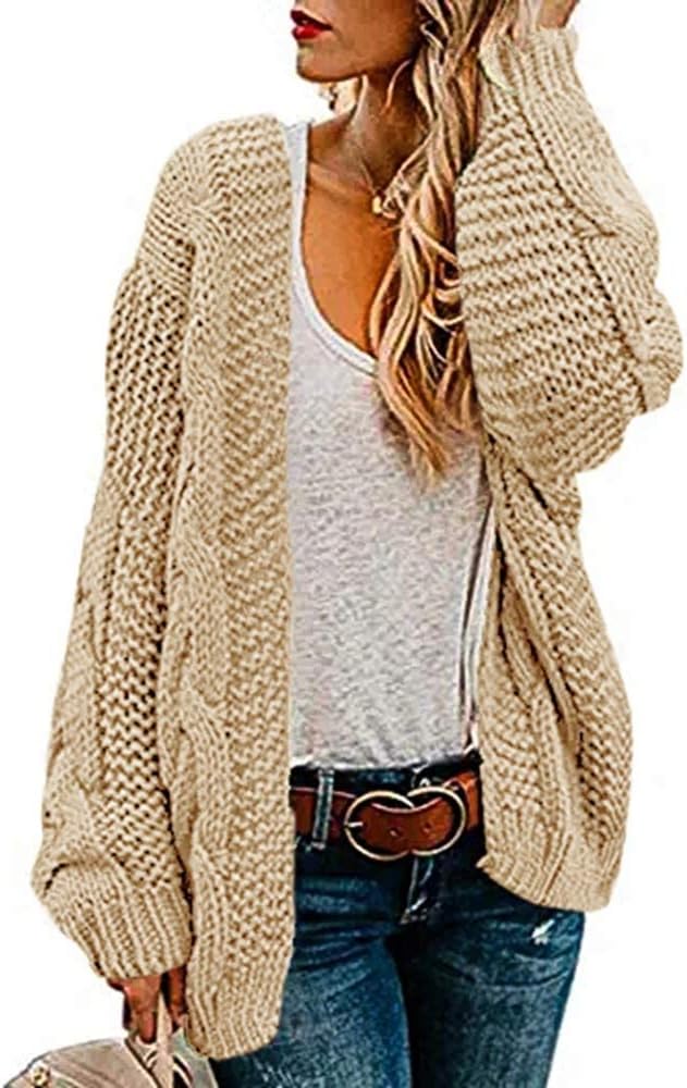 Womens Oversized Chunky Open Front Cardigan for All Seasons