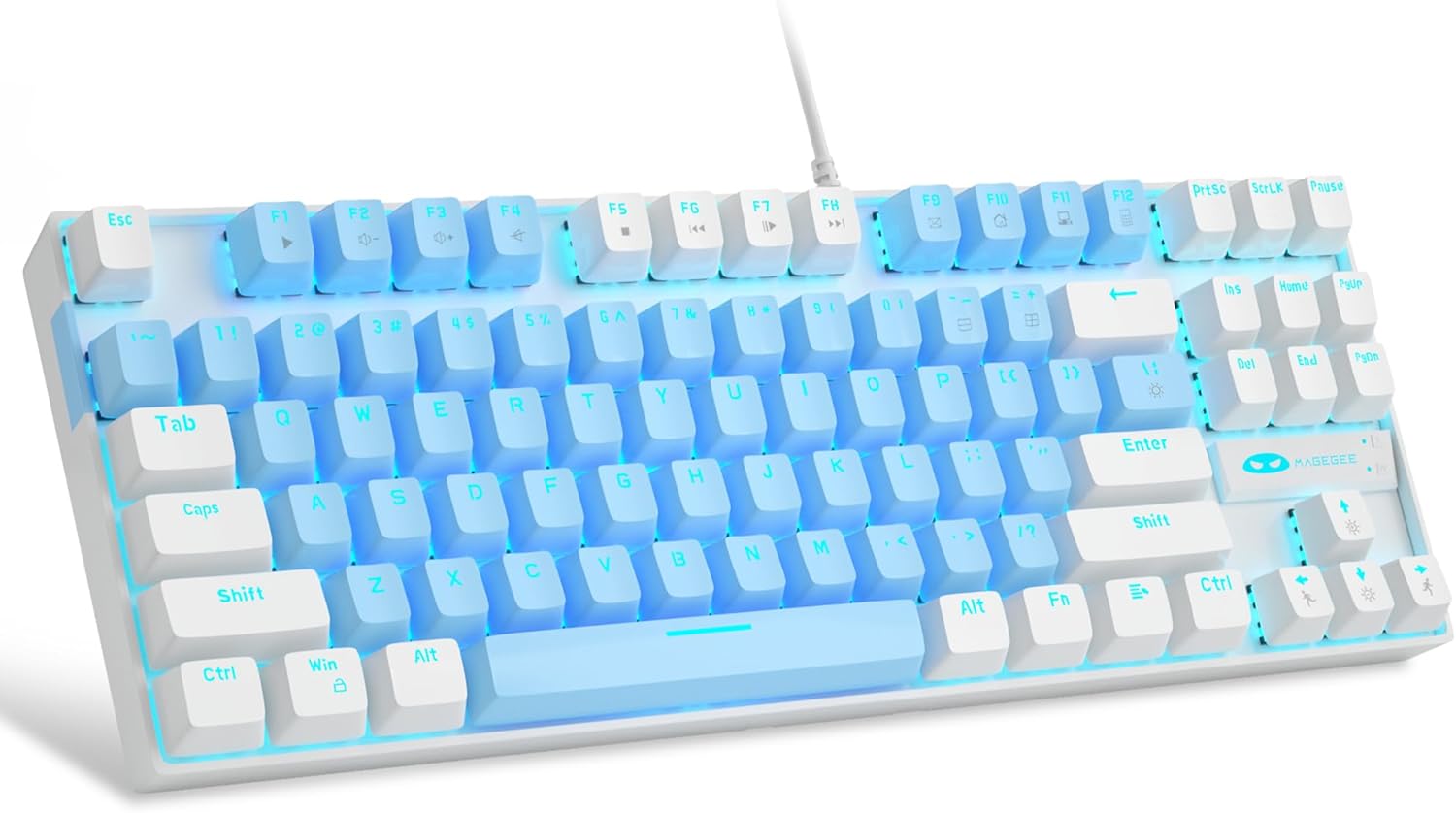 MageGee 75% Compact Gaming Keyboard - Blue Switch, LED Backlit, 87 Keys