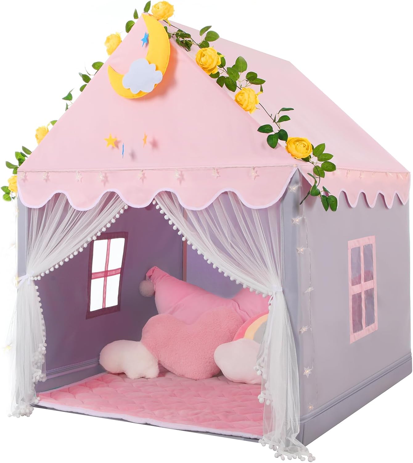 Wilwolfer Kid Tent with Mat and Star Lights for Playtime Fun