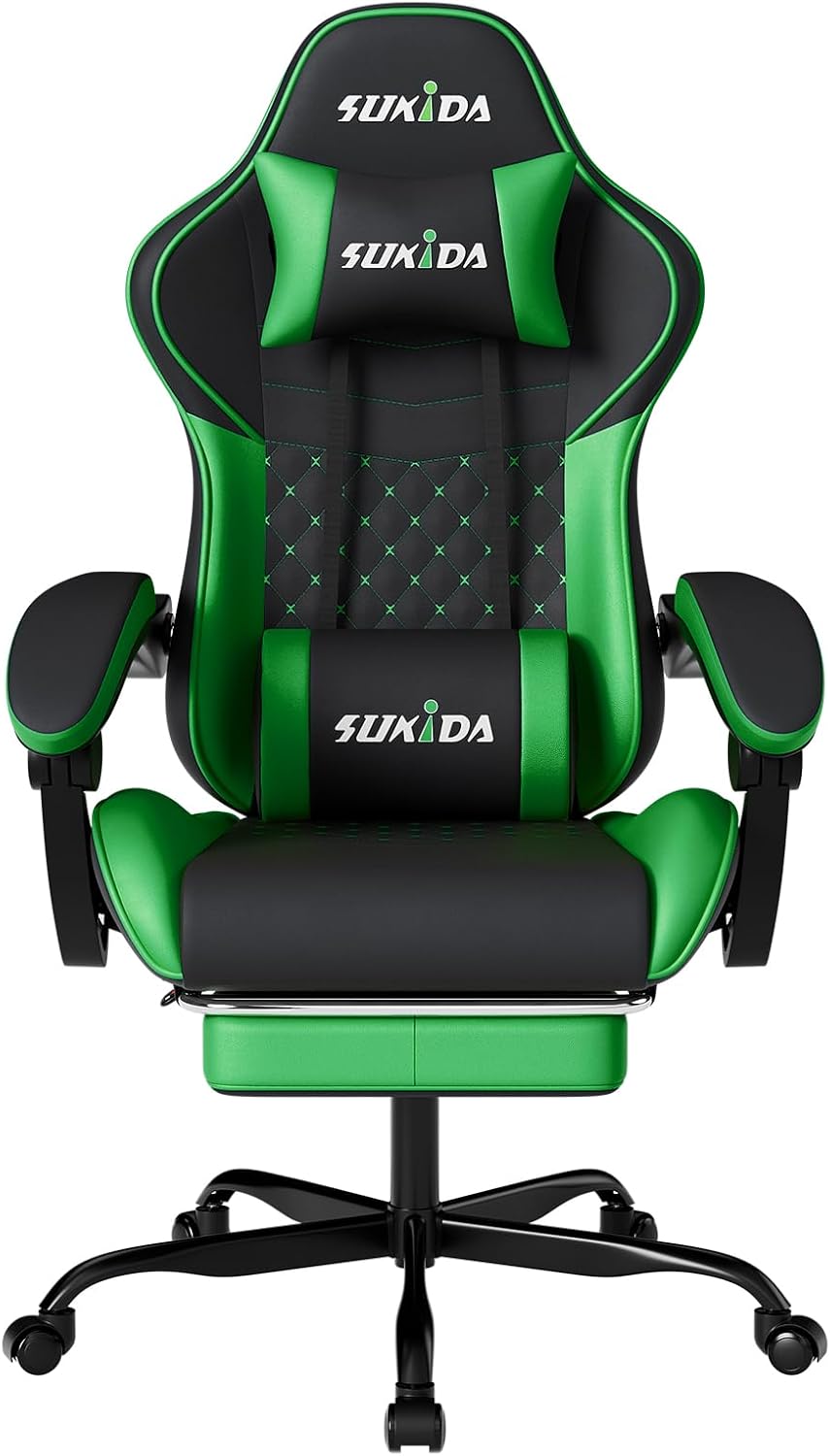 Ergonomic Video Gamer Chairs with Massage Lumbar Support for Comfort