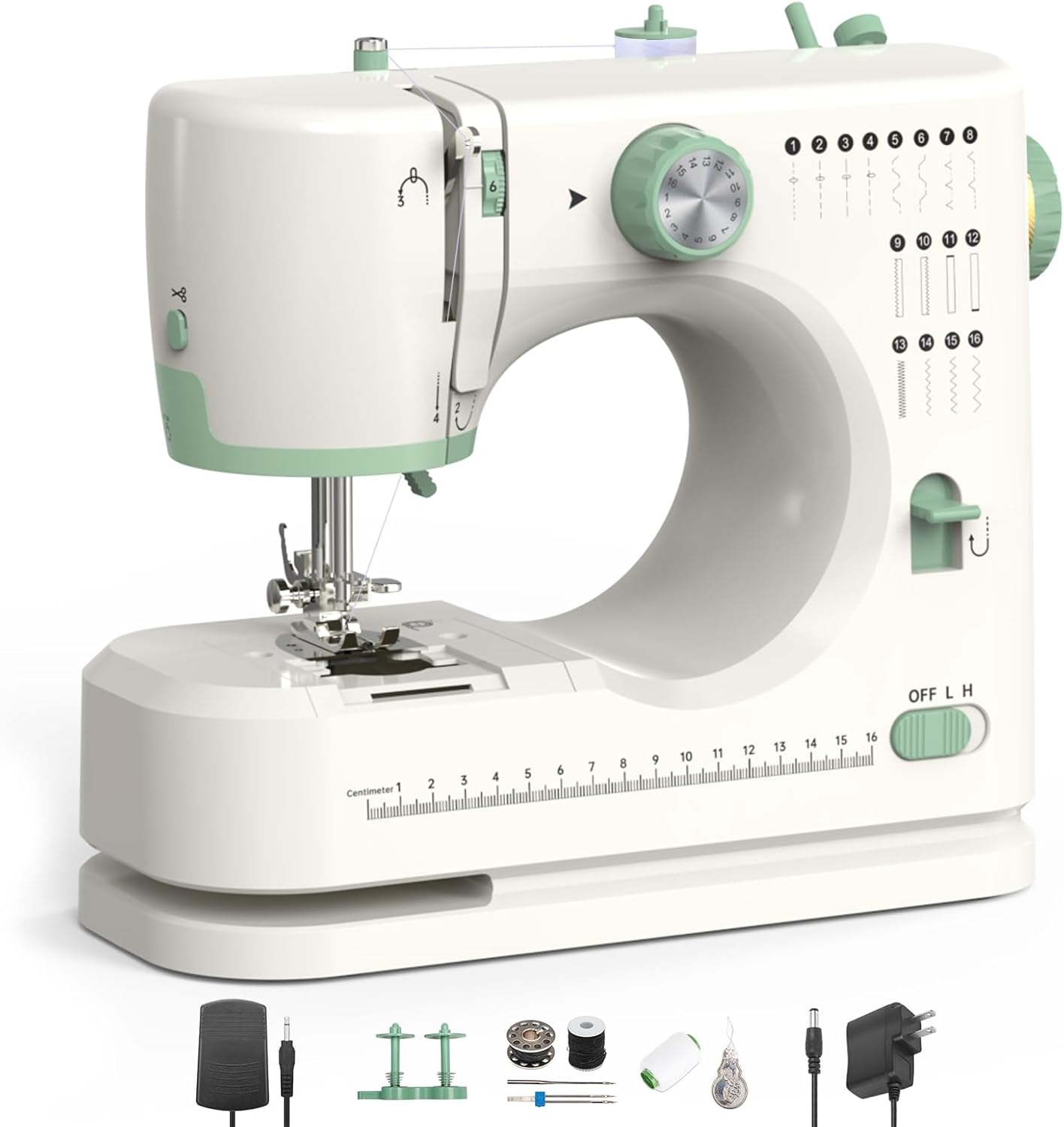 Portable Beginner Sewing Machine with 16 Threads, Speed Control & Foot Pedal