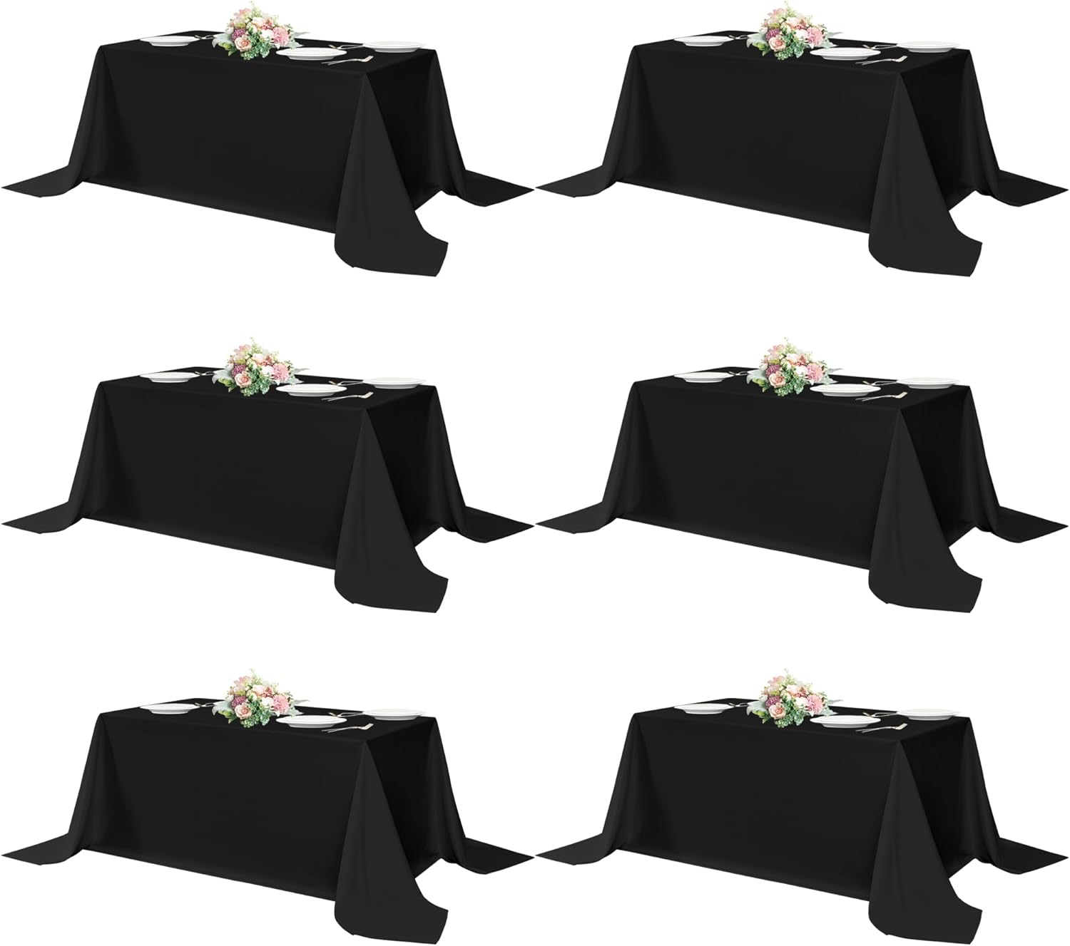 Sancua Rectangle Tablecloths - 90x132 Inch Black Washable Cloth