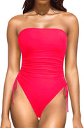 Strapless One Piece Swimsuit Tummy Control Bandeau - Cheeky Fit Shoes