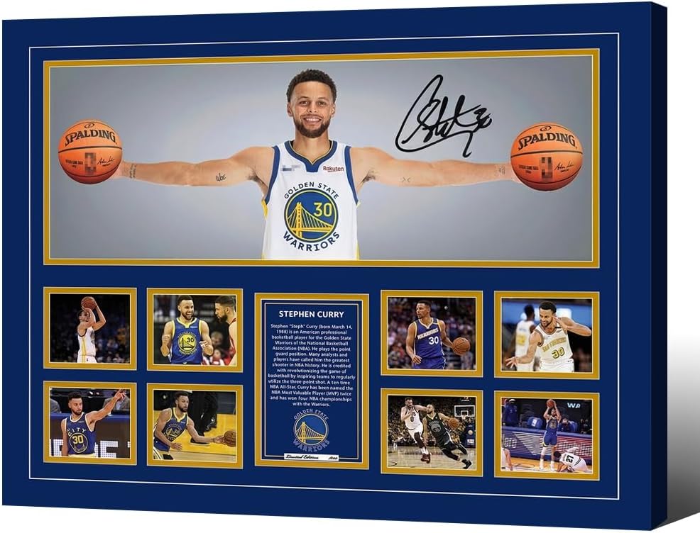 Framed Stephen Curry Signed Poster for Kids Room Decor