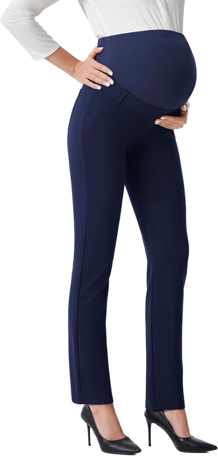 AFITNE Maternity Pants for Work Over The Belly Straight Leg Slacks
