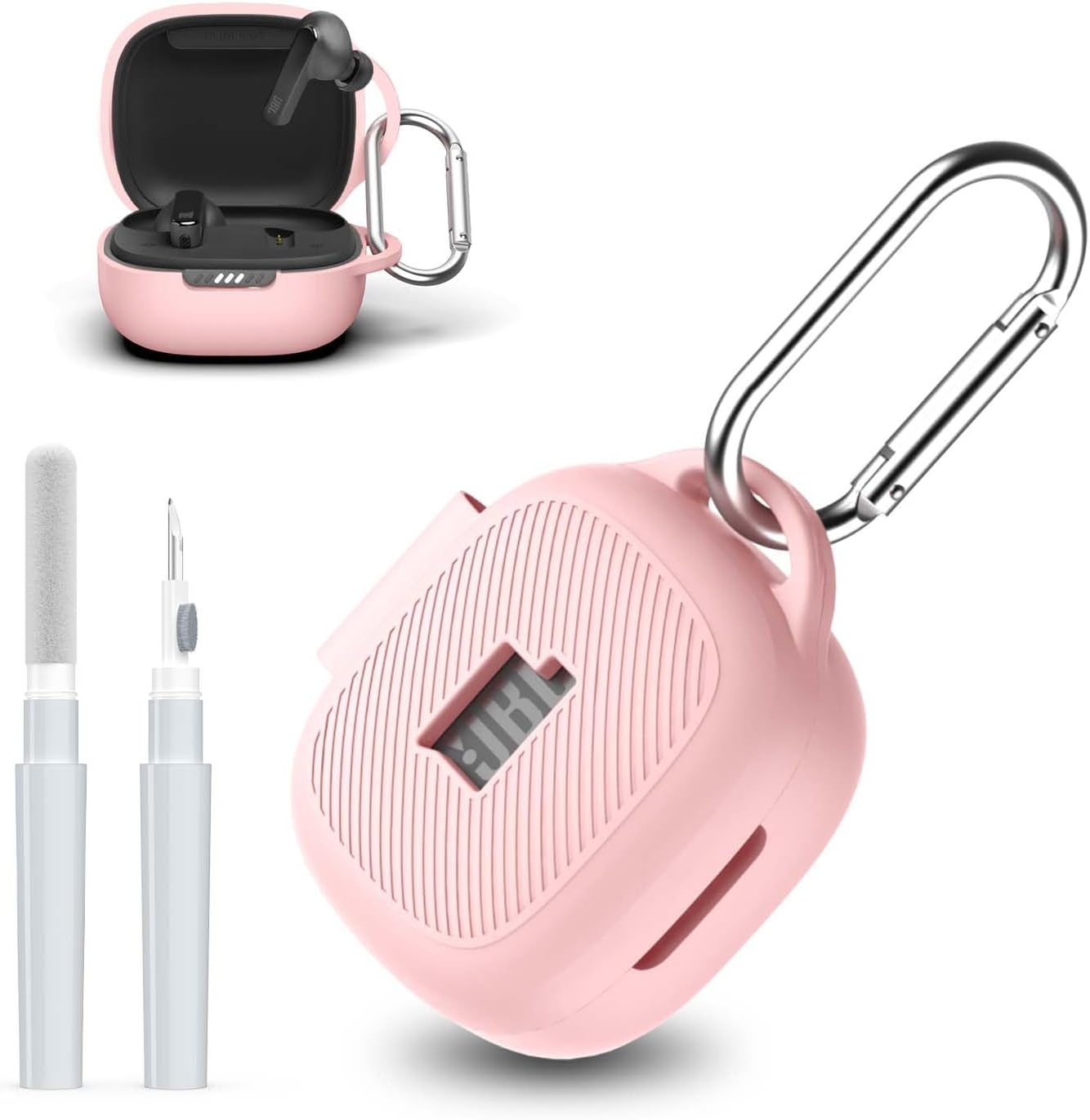 3-in-1 Pink Silicone Case for JBL Live Pro 2 - Logo Visible, Shockproof!
