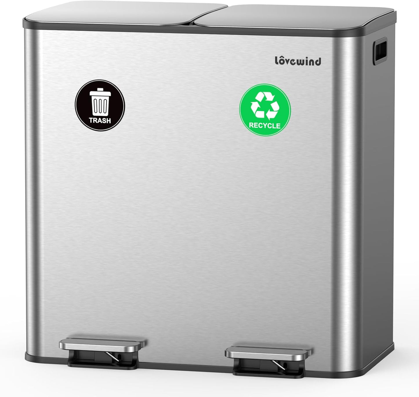 Lovewind Dual Compartment Trash Can for Kitchen Recycling Needs
