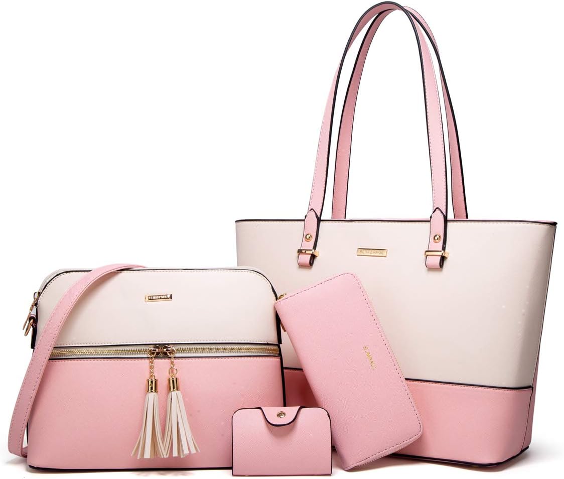 Stylish Women Fashion Handbags Set - 4pcs Tote & Wallets