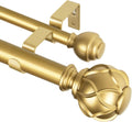 1 in Double Curtain Rods 72 to 144 in Warm Gold - Heavy Duty