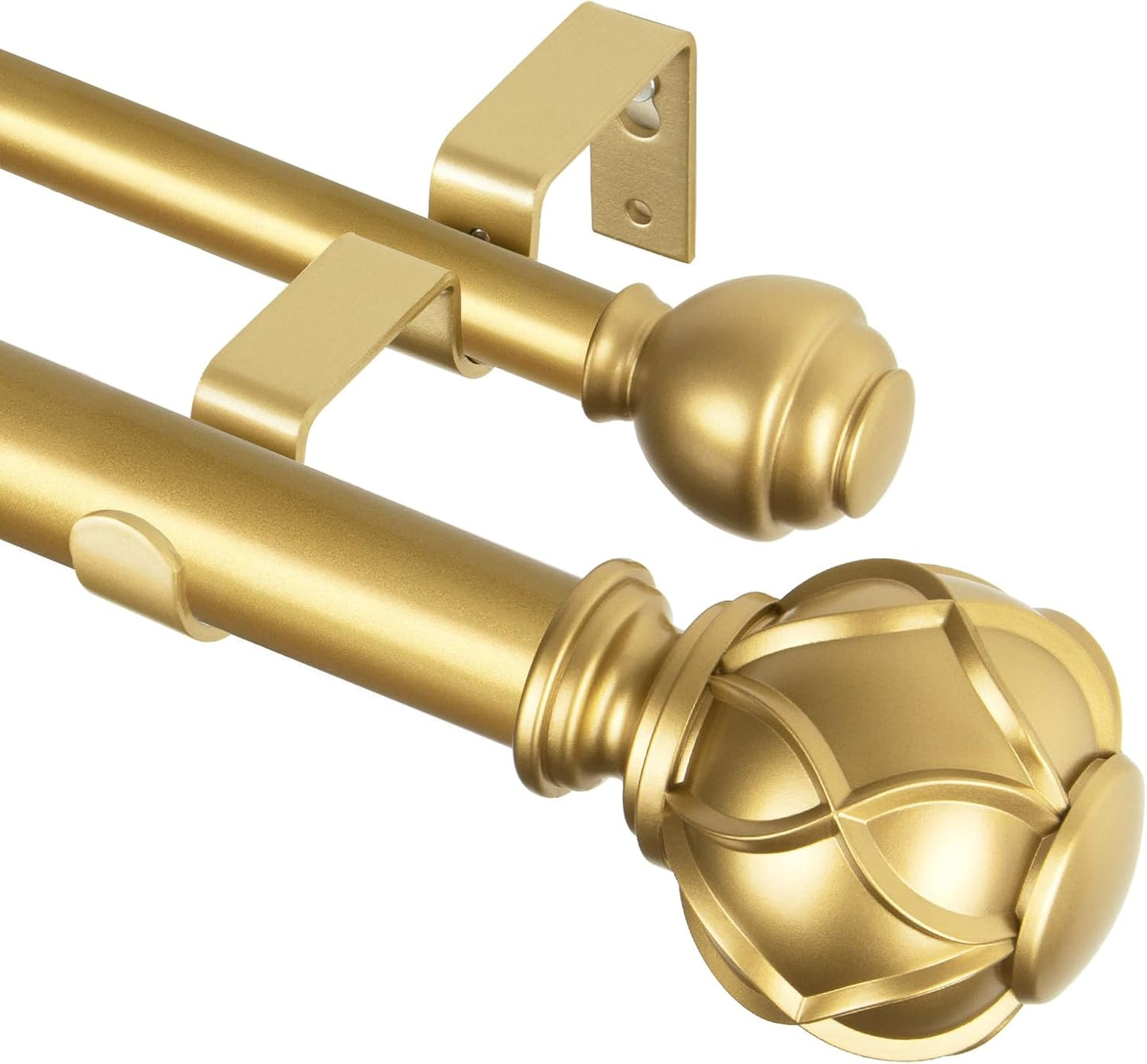 KAMANINA Double Curtain Rods 72 to 144 Inches in Warm Gold