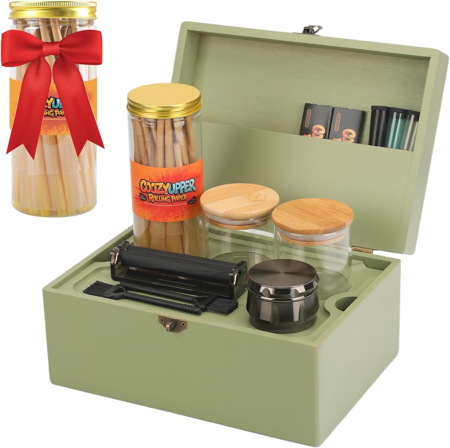 Large Bamboo Storage Box with Removable Tray for Organization