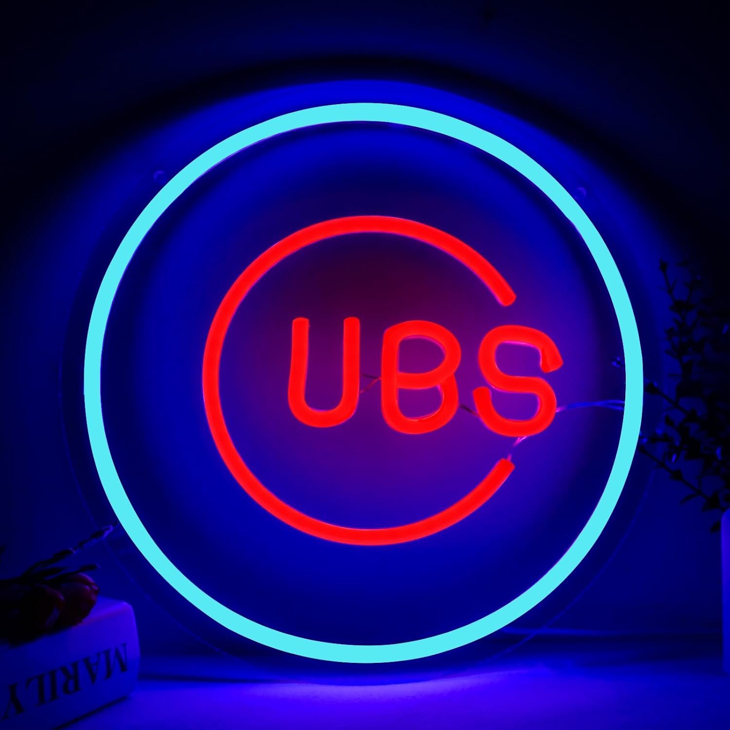 Balanar Cubs Neon Sign Baseball LED Light for Man Cave Decor