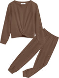 Girls Twist Front Tracksuit Two-Piece Tie Dye Jogger Set - Cozy Fit