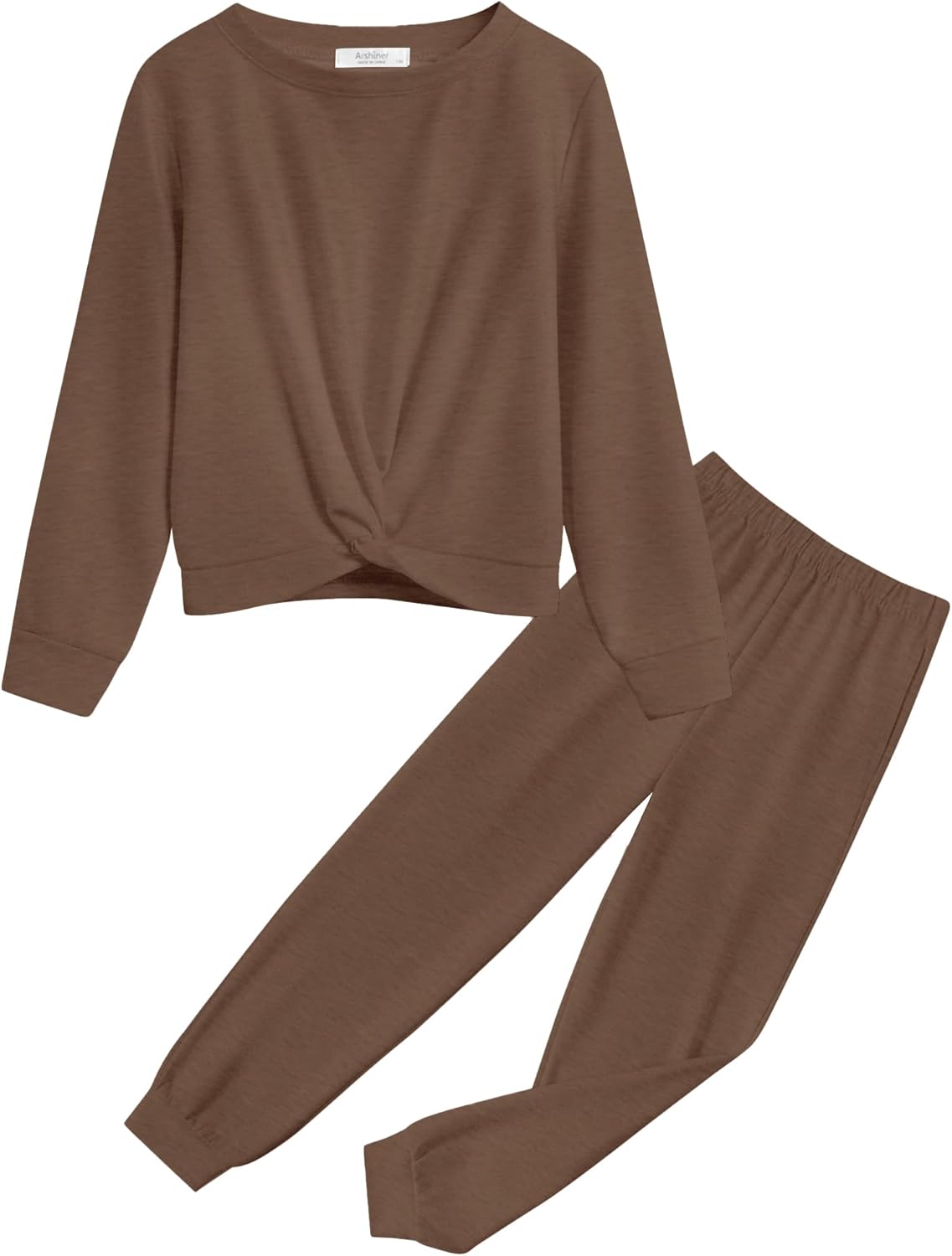 Arshiner Girls 2 Piece Outfits Fashion Twist Front Tracksuit