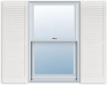 Exterior Louver Vinyl Window Shutters Pair 15 in x 55 in - Curb Appeal