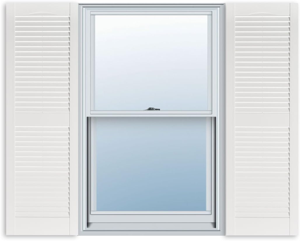 Exterior Solutions Standard Louver Vinyl Window Shutters Pair