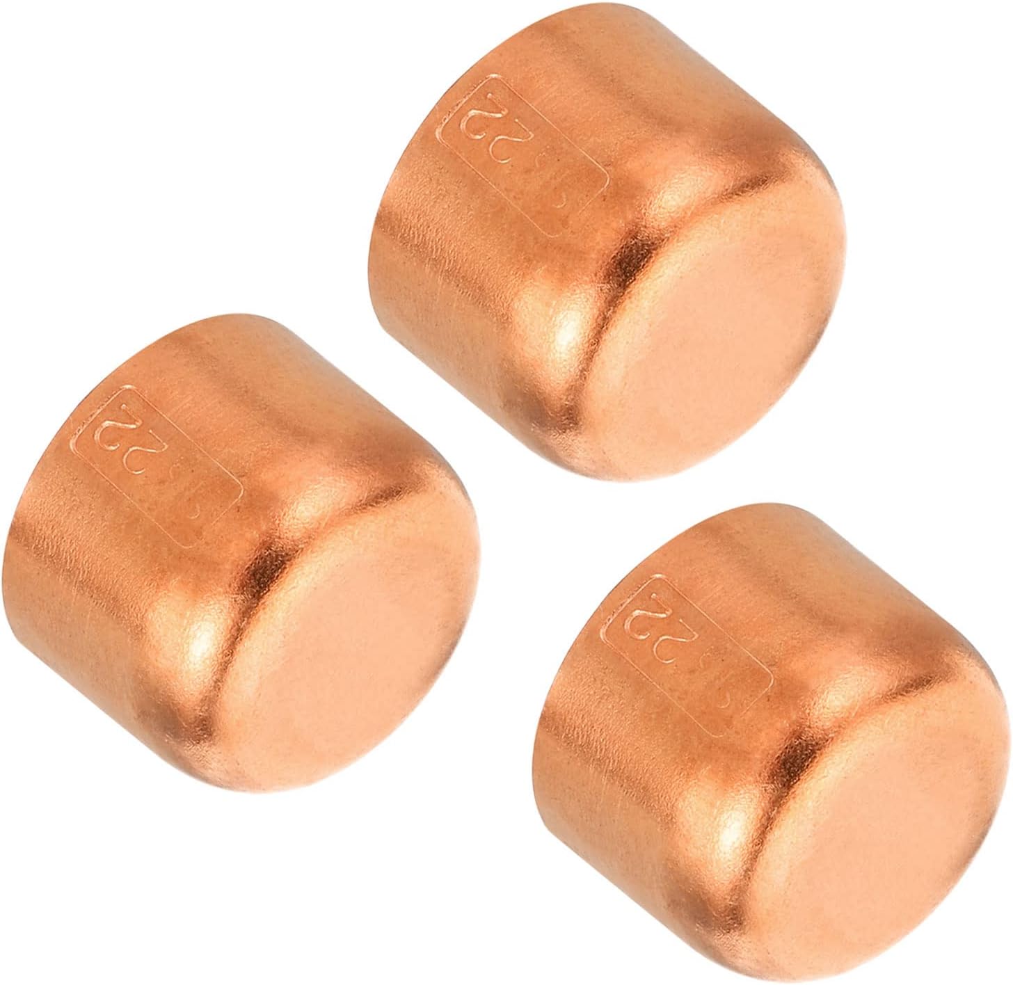 Copper Pipe End Cap 3-Pack for Plumbing & HVAC