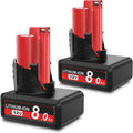 Upgraded 2Pack 8.0Ah 12V Battery Replacement for Milwaukee M12