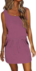 Womens Summer Dress Casual Sleeveless Sundress with Pockets - Soft