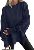 Women Oversized Thumbhole Hoodies Side Slit Pullover - Soft Fall Layer