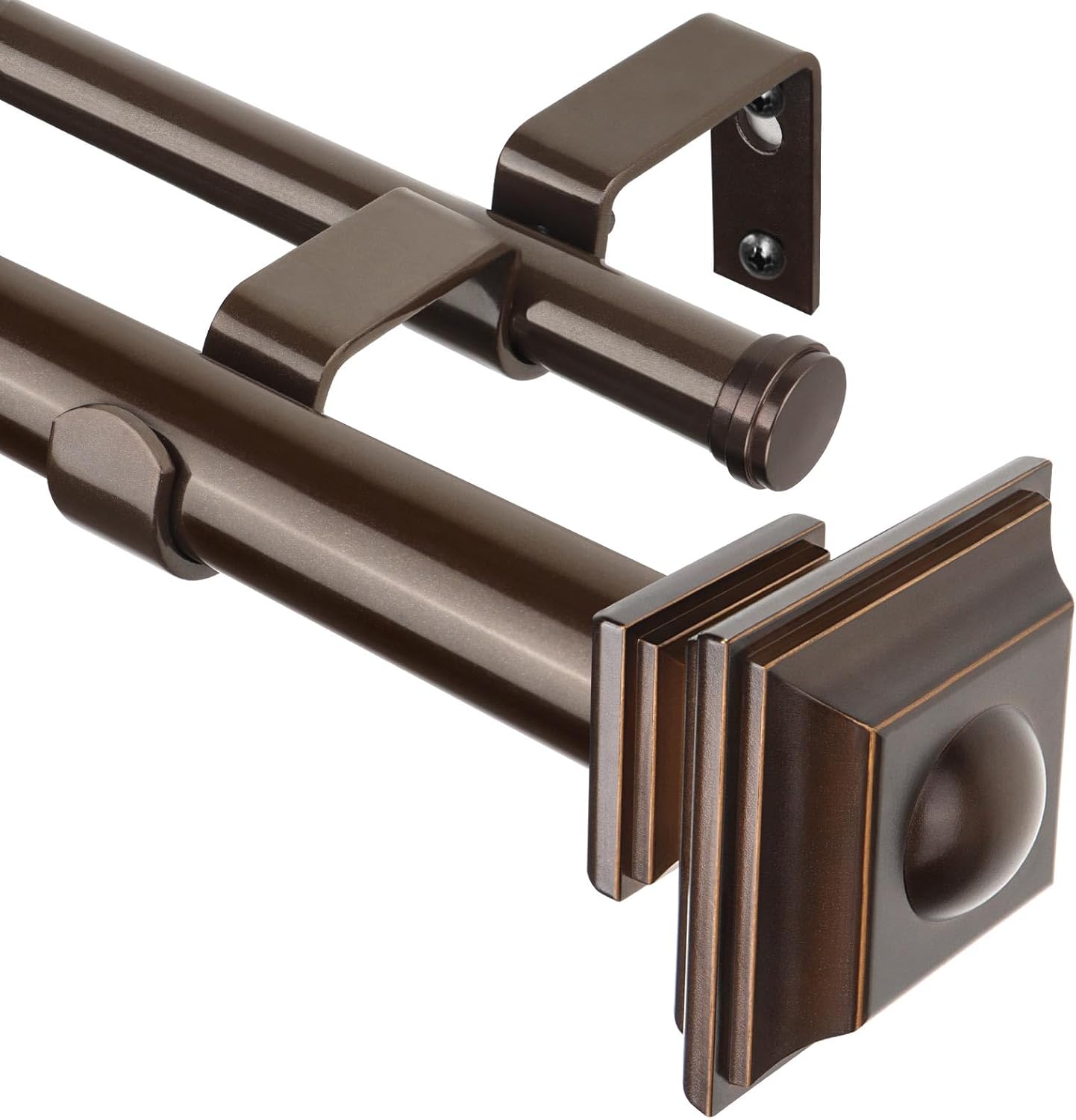 Extendable Antique Bronze Double Curtain Rod Set