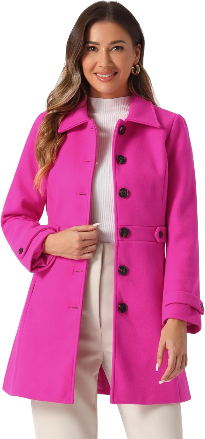 Allegra K Women's Winter Classic Outwear Overcoat with Pockets